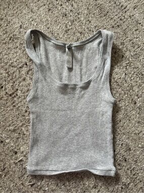 Skims cotton ribbed tank top grey